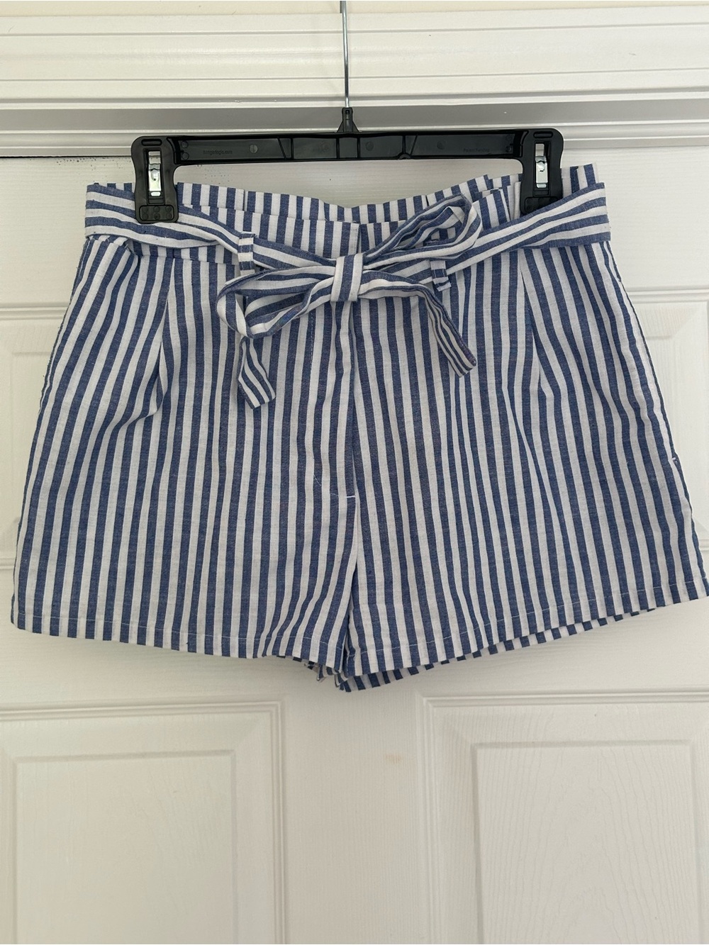 Love Tree Blue and White Striped Tie-Waist Shorts